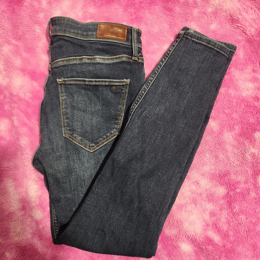Hollister 7S Womens High Rise Super Skinny Jeans Dark Wash Stretch W28 L26 - Picture 1 of 11